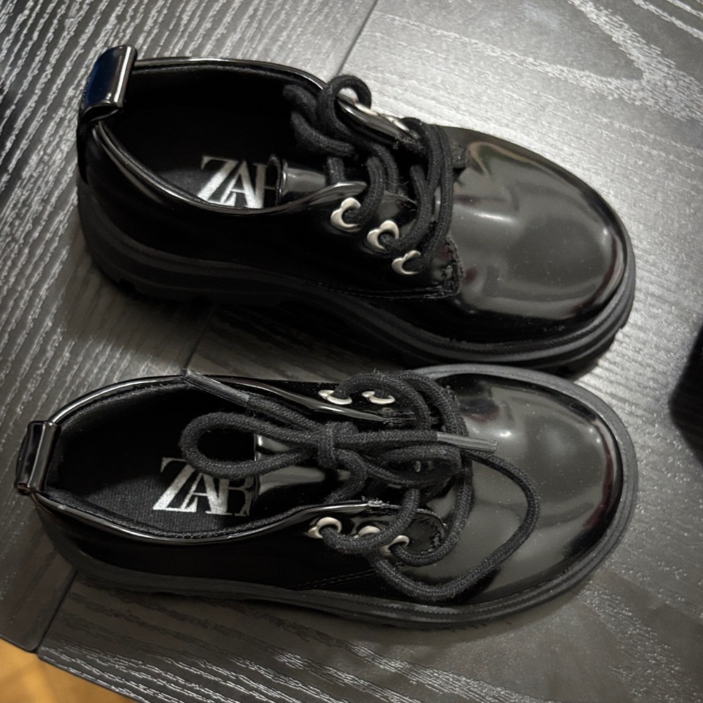 Zara Kids Glossy Black Dress Shoes